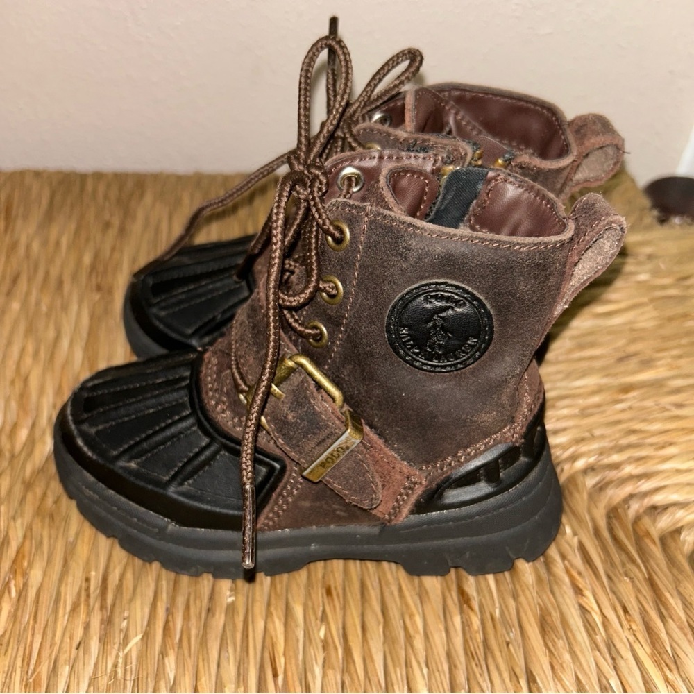 Polo by Ralph Lauren Brown and Black Kids Duck Boots - Picture 3 of 7